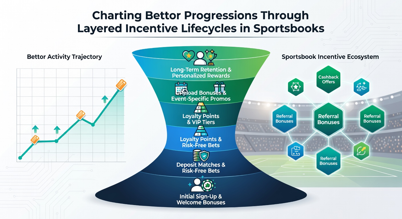 Detailed flowchart of incentive lifecycle stages with progression arrows and retention data points