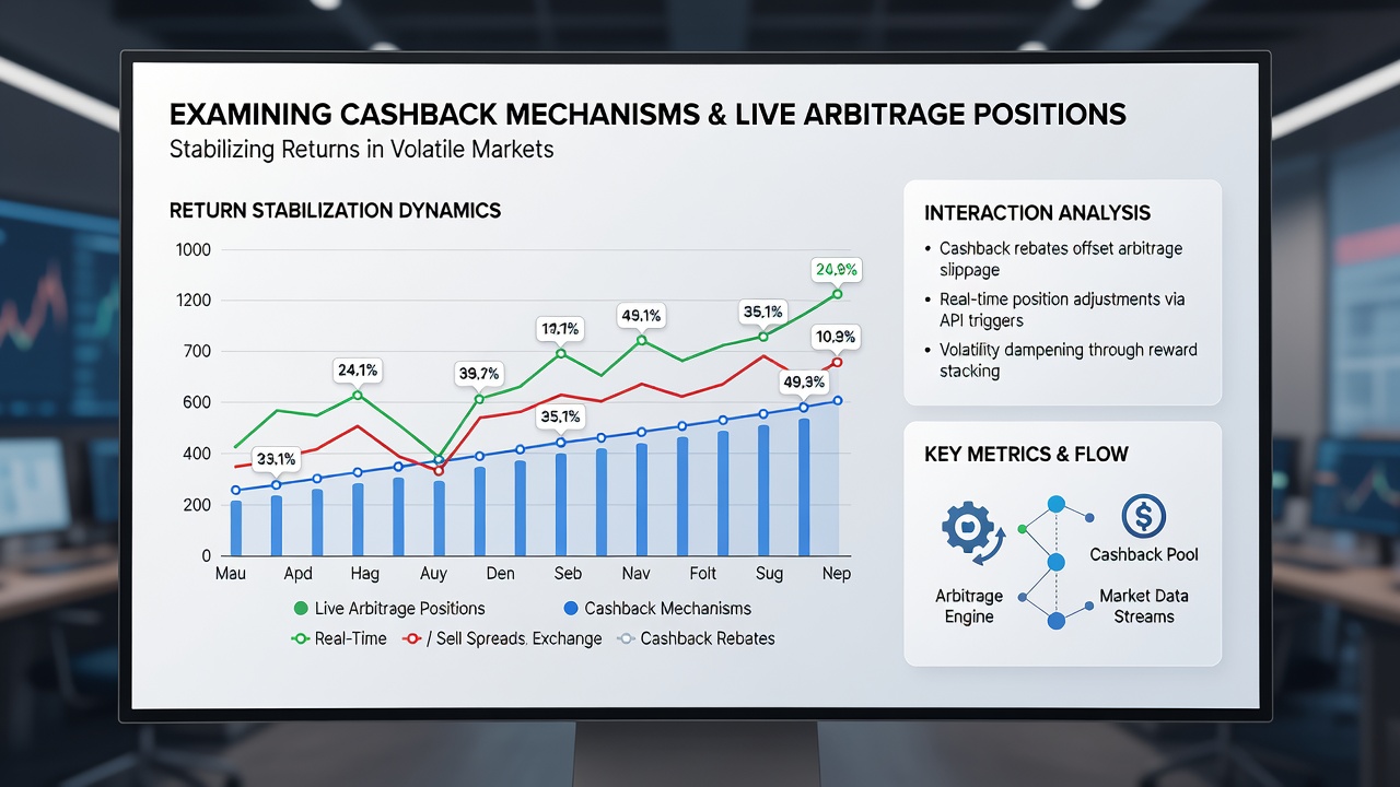 Chart illustrating return stability with cashback applied to arbitrage positions